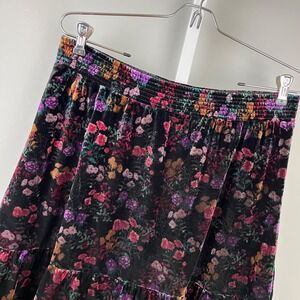 Ann Taylor LOFT Floral Velvet Skirt Womens L Whimsigoth‎ Fairy Dark Cottagecore